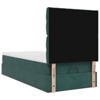 Ottoman bed met matrassen 90x200cm fluweel donkergroen - thumbnail