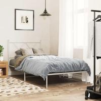 Bedframe met hoofdbord metaal wit 90x200 cm - thumbnail