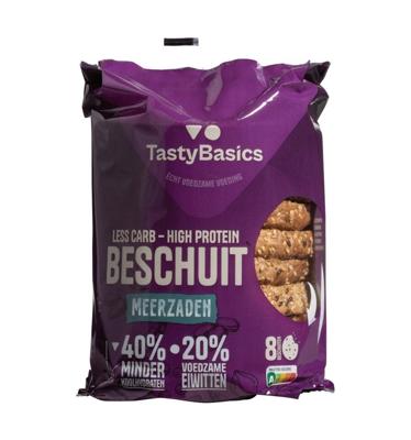 TastyBasics Less carb-high protein beschuit meergranen 168 Gram TastyBasics Less carb-high protein beschuit meergranen 168 Gram