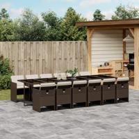 13-delige Tuinset met kussens poly rattan bruin - thumbnail