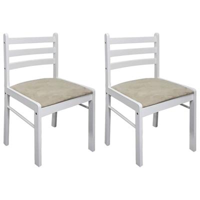 VidaXL Eetkamerstoelen 2 st massief rubberwood en fluweel wit VidaXL Eetkamerstoelen 2 st massief rubberwood en fluweel wit