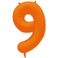 Folieballon Cijfer 9 Neon Oranje (86cm) - thumbnail