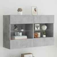 Tv-wandmeubel met LED-verlichting 98,5x30x60,5 cm betongrijs - thumbnail