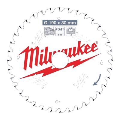 Milwaukee Cirkelzaagblad voor Hout | Ø 190mm Asgat 30mm 36T - 4932471301 Milwaukee Cirkelzaagblad voor Hout | Ø 190mm Asgat 30mm 36T - 4932471301