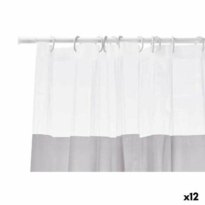 Douchegordijn Berilo Grijs Transparant Plastic PEVA 180 x 180 cm 16 x 28,5 x 4 cm (12 Stuks)
