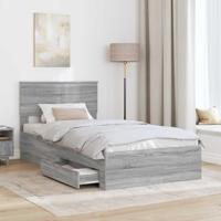Bedframe met hoofdeinde Grijs Sonoma 100 x 200 cm Bewerkt hout - thumbnail
