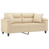 Tweezitsbank met kussens 140 cm microvezelstof crèmekleurig - thumbnail