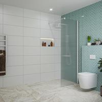 Fortifura Galeria inloopdouche - 70x200cm - ribbelglas - wandarm - mat wit SW797949/SW797906 - thumbnail