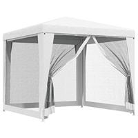Partytent met 4 mesh zijwanden 2,5x2,5 m wit - thumbnail