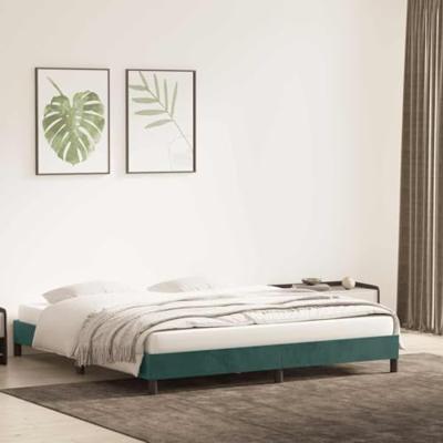 Bedframe zonder matras 200x220 cm fluweel donkergroen Bedframe zonder matras 200x220 cm fluweel donkergroen
