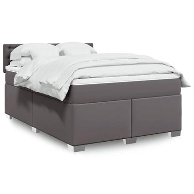 Boxspring met matras kunstleer grijs 140x190 cm