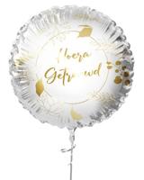 Folieballon &apos;Hoera getrouwd&apos; Gouden Prints (45cm) - thumbnail