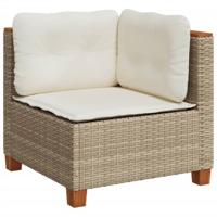 5-delige Loungeset met kussens poly rattan beige - thumbnail