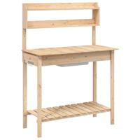 Oppottafel met spoelbak 147,5x44x139,5 cm massief vurenhout - thumbnail