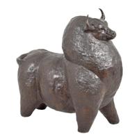 Modernistische bronzen sculptuur van een stier - thumbnail