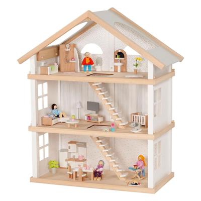 Goki houten poppenhuis modern living met 3 verdiepingen Goki houten poppenhuis modern living met 3 verdiepingen