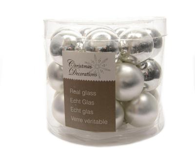 Kerstballen Glas Ø2,5cm Zilver 24st