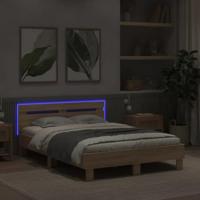 Bedframe met hoofdeinde en LED sonoma eikenkleurig 120x200 cm - thumbnail