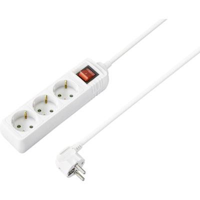 Sygonix SY-4890990 Stekkerdoos met schakelaar 3-voudig Wit Randaarde stekker 1 stuk(s)