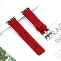 By Qubix - Canvas nylon bandje - Rood - Compatible met Apple Watch 44mm / 45mm / 46mm / 49mm - Compatible Apple watch bandjes - thumbnail