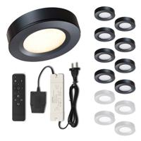 Set LED-opbouwspot met afstandsbediening Adria zwart 3W dimbaar 1-12 stuks - thumbnail