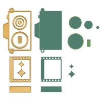 Vaessen Creative • mini snij- en embossingmallen vintage camera 9st. - thumbnail