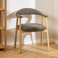 Bendt Eetkamerstoel 'Gerado' Eikenhout en Bouclé, kleur Taupe - thumbnail