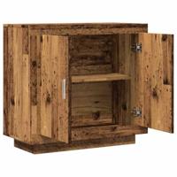 Dressoir 80x40x75 cm bewerkt hout oud houtkleurig - thumbnail