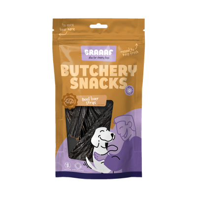 Braaaf Butchery Snacks Runderlever reepjes 150 g Braaaf Butchery Snacks Runderlever reepjes 150 g