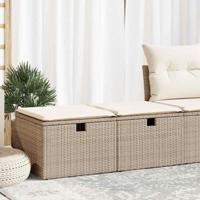 2-delige Loungeset met kussens poly rattan acacia beige - thumbnail