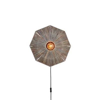 GOOD&MOJO Wandlamp 'Panama' Raffia, 45cm, kleur Grijs