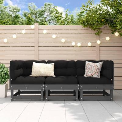3-delige Loungeset massief grenenhout grijs 3-delige Loungeset massief grenenhout grijs