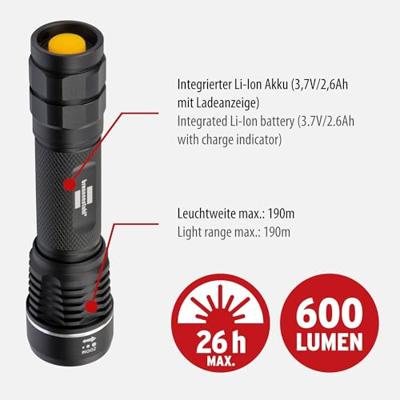 Brennenstuhl LuxPremium oplaadbare focus-LED-zaklamp | TL 601 AF | IP67 | 600lm | IP67 - 1178600402 Brennenstuhl LuxPremium oplaadbare focus-LED-zaklamp | TL 601 AF | IP67 | 600lm | IP67 - 1178600402