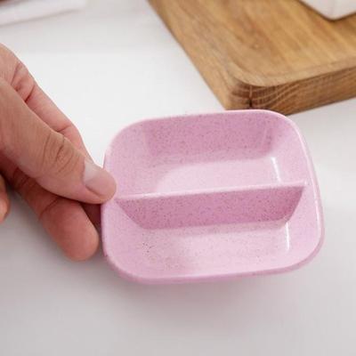 10 stuks keuken accessoires 2 in 1 kruidensaus gerechten tarwe stro Saladeschotel schaal servies kruiden schotel kookgerei (roze)