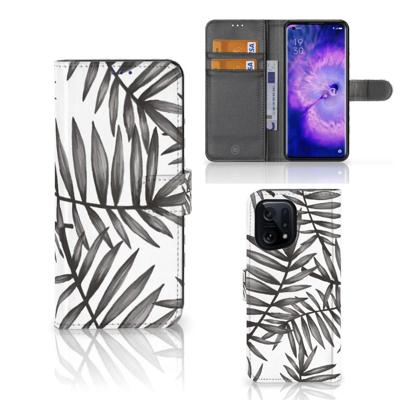 OPPO Find X5 Hoesje Leaves Grey OPPO Find X5 Hoesje Leaves Grey