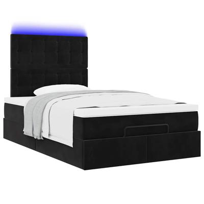 Ottoman bed met matrassen en LED's 160x200cm fluweel zwart