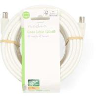 Nedis Coaxkabel | IEC (Coax) Male | IEC (Coax) Female | Vernikkeld | 120 dB | 75 Ohm | Viervoudig Afgeschermd | 15.0 m | Rond | PVC | Wit | Label - - thumbnail