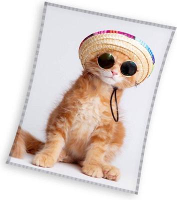 Sweet Home fleeceplaid coole cat 150x200cm polyester