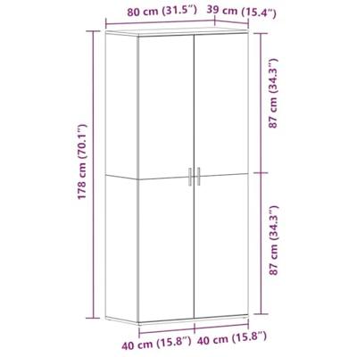 Schoenenkast Gerookt Eikenhout 80x39x180 cm Geengineerd Hout