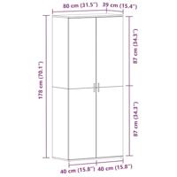 Schoenenkast Gerookt Eikenhout 80x39x180 cm Geengineerd Hout - thumbnail