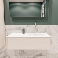 Mondiaz Lush Cloud badmeubel underlayment 100 cm 1 lade solid surface enkele spoelbak rechts 1 kraangat - thumbnail