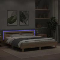 Bedframe met hoofdeinde en LED sonoma eikenkleurig 180x200 cm - thumbnail