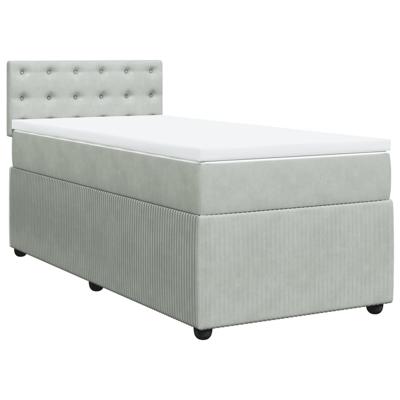 Boxspring met matras fluweel lichtgrijs 140x190 cm