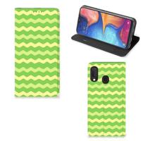 Samsung Galaxy A20e Hoesje met Magneet Waves Green - thumbnail