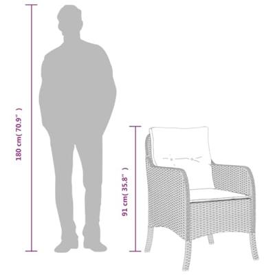 Tuinstoelen 2 st met kussens poly rattan zwart - thumbnail