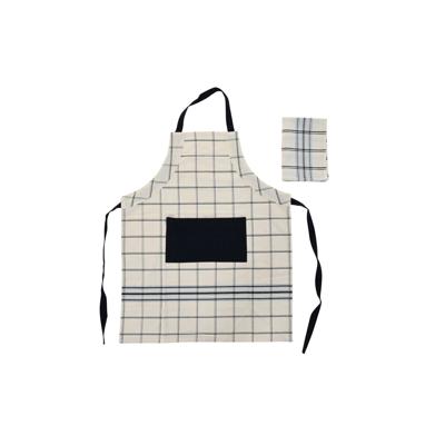 Schort met Buidelzak DKD Home Decor 70 x 1 x 85 cm Zwart Beige Blauw Katoen