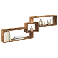 Wandkast 158x18x53 cm bewerkt hout oud houtkleurig - thumbnail