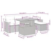 6-delige Loungeset met kussens poly rattan acacia zwart - thumbnail