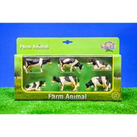 Kids Globe Koeien 1:32 Zwart/Wit 6 Stuks - thumbnail