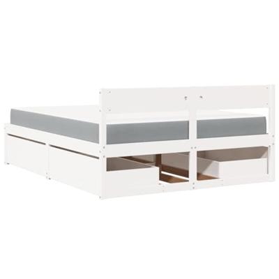 Bed met lades en matras massief grenenhout wit 140x200 cm